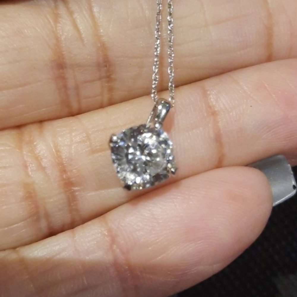 Genuine Solid 14K White Gold 2CTTW Solitare CZ Pendant For YOUR CHAIN Great Gift